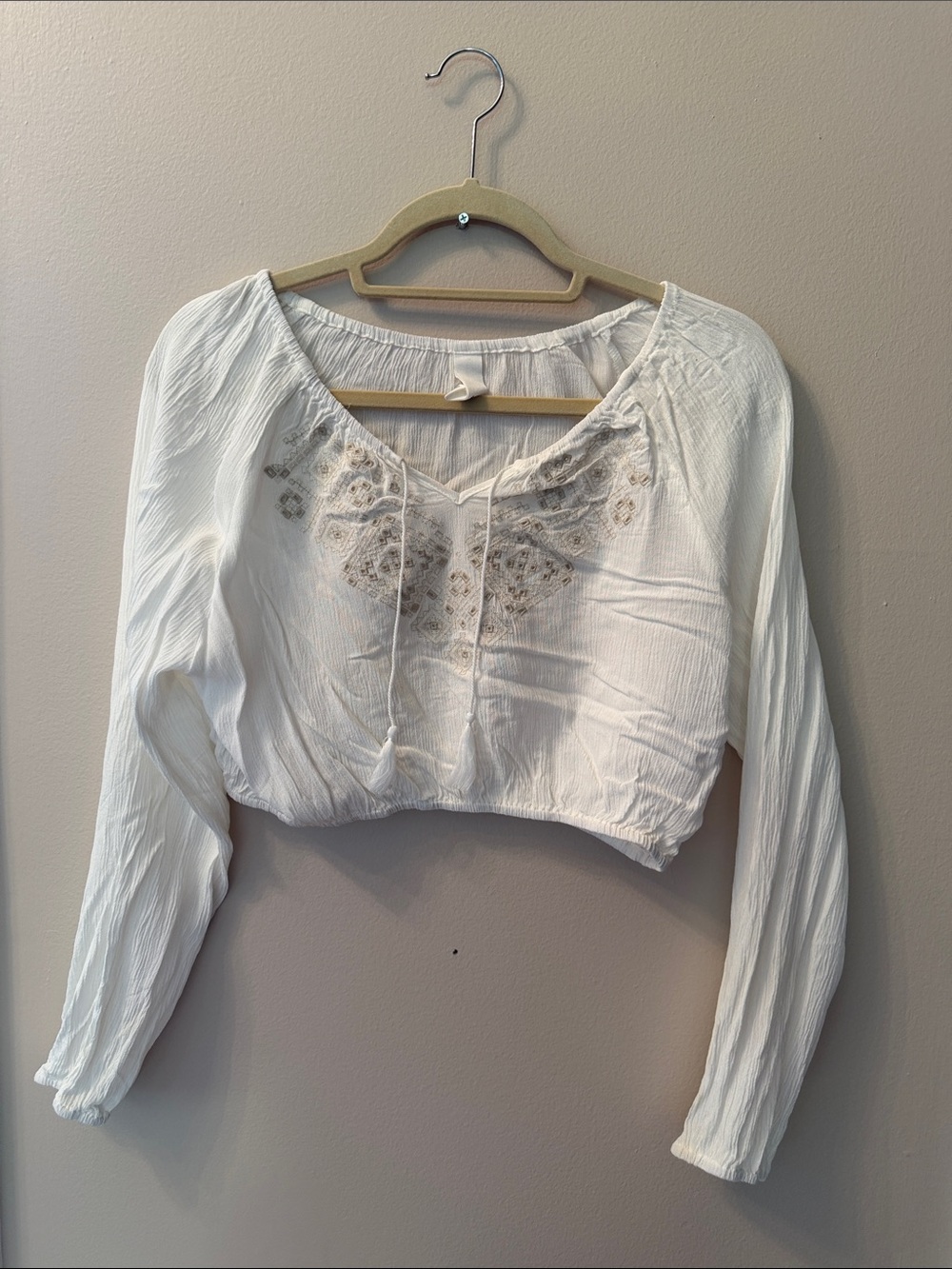 tokyo Darling White Embroidered Boho Crop Top